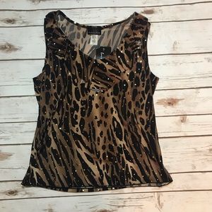 NWT Brittany Black Leopard Print Sequin Top